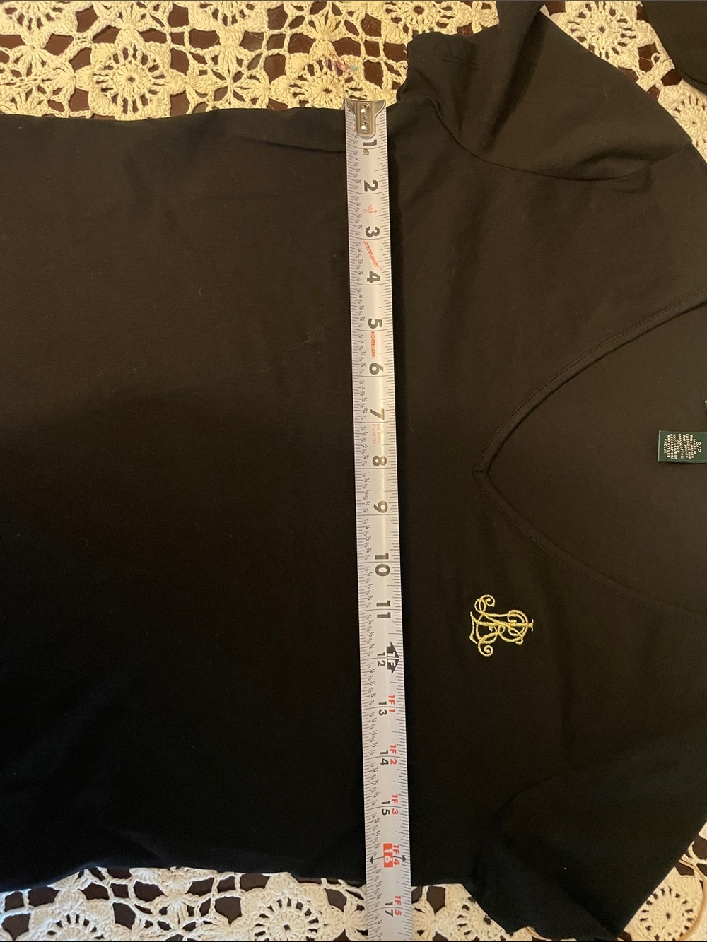 Lauren Ralph Lauren Black V-Neck Tee with Gold Monogram - Picture 5 of 5